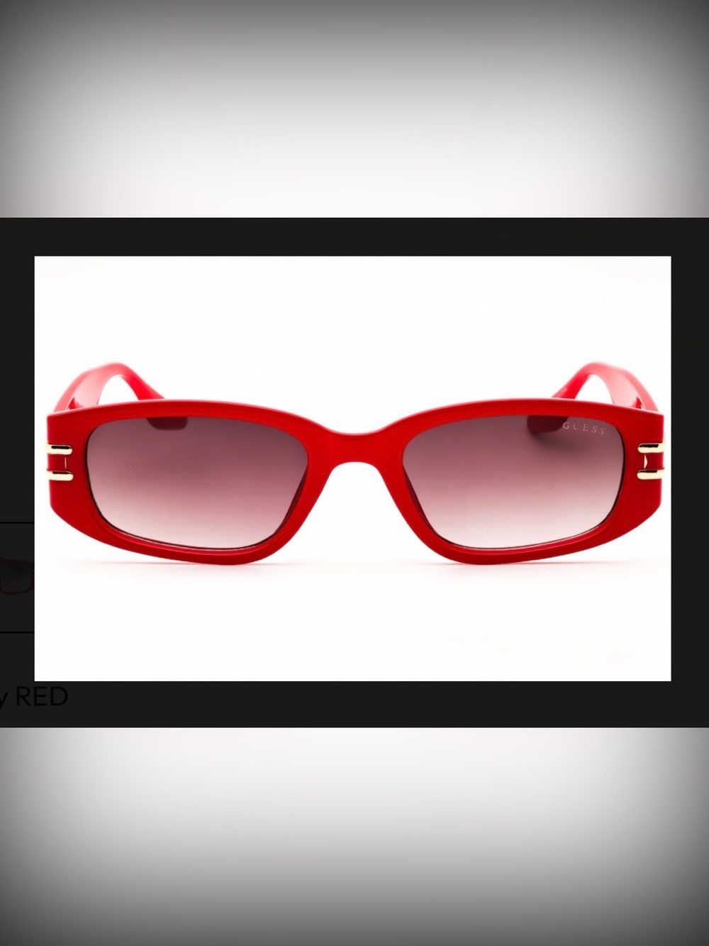 Guess Red Rectangle Women's Sunglasses with Gradient Lenses Gold Accents